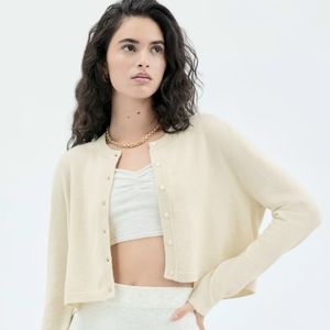 Wilfred Cream Cropped Button-Front Cardigan